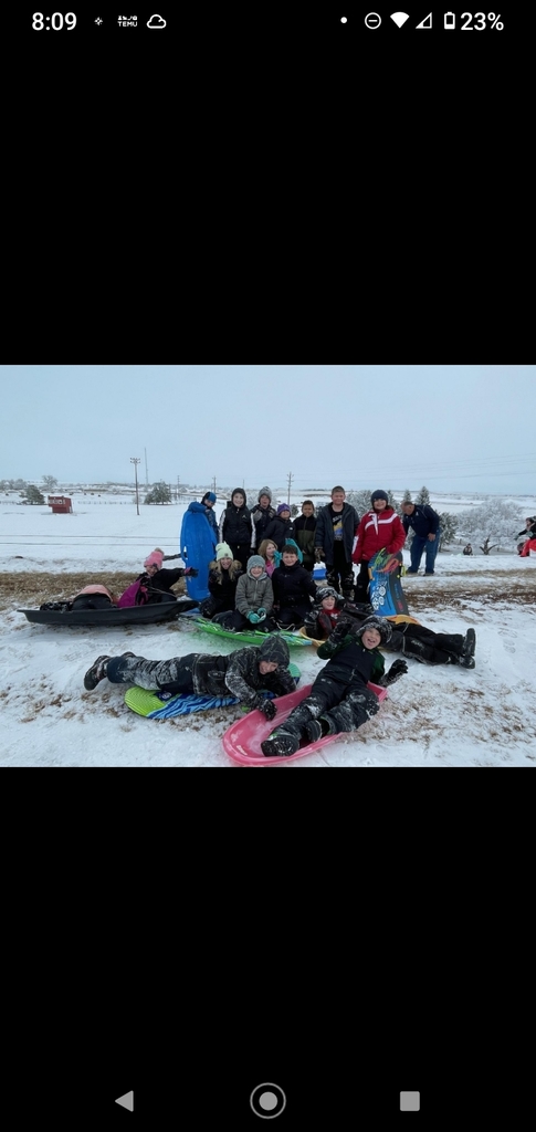 The 4th graders had a fun afternoon sledding with the 1st graders.